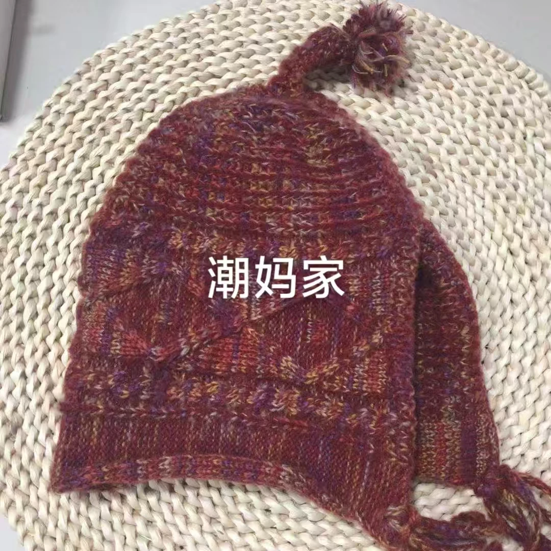 潮妈家加厚彩线风雪帽（手工裸装）同色系随机发
