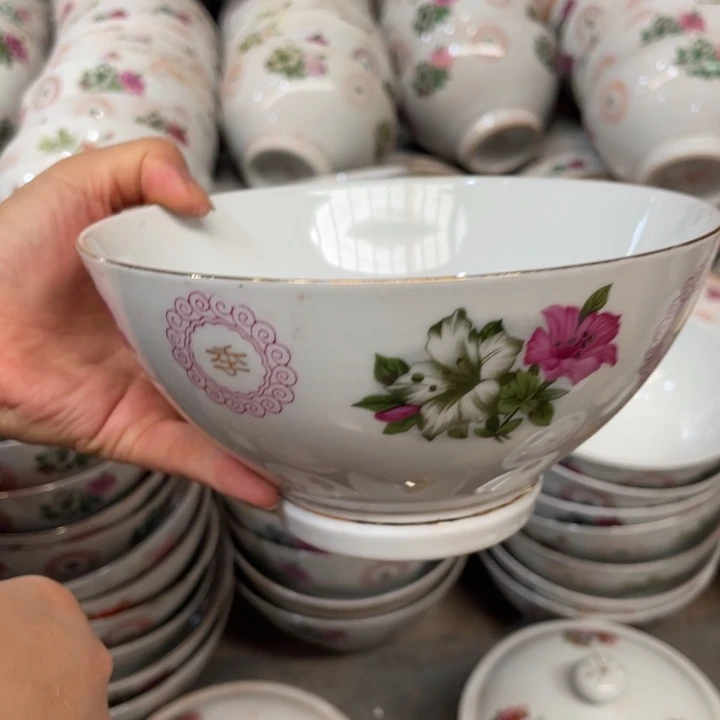 醴陵高温瓷老碗17.5厘米微瑕