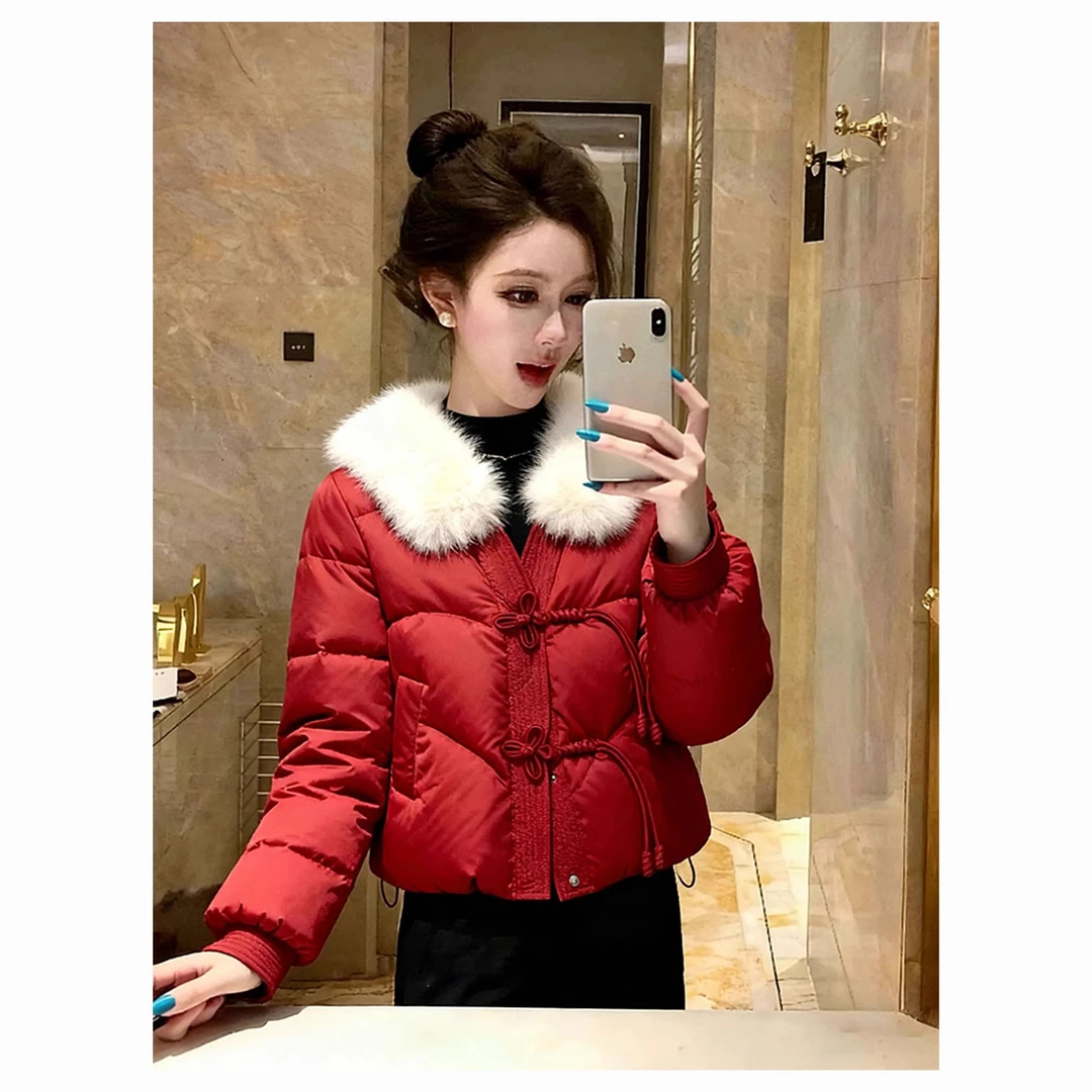 本命年拜年棉服女2025冬气质轻奢高端独特漂亮新中式红色夹棉外套
