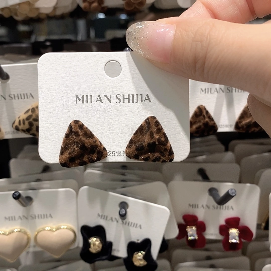 铜合金925银咖啡色三角豹纹