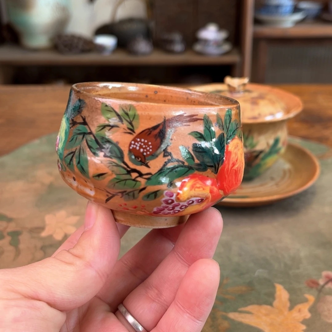 杯柴烧手工手绘陶瓷