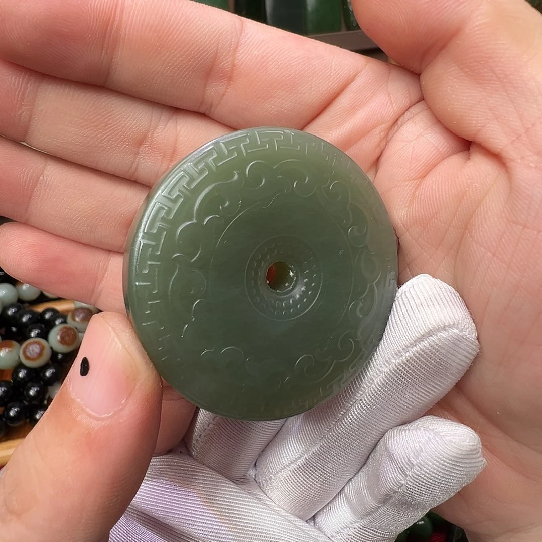 和田玉未镶嵌把件毛衣链/把件（备注）青海老坑湖水绿玉璧镯芯料