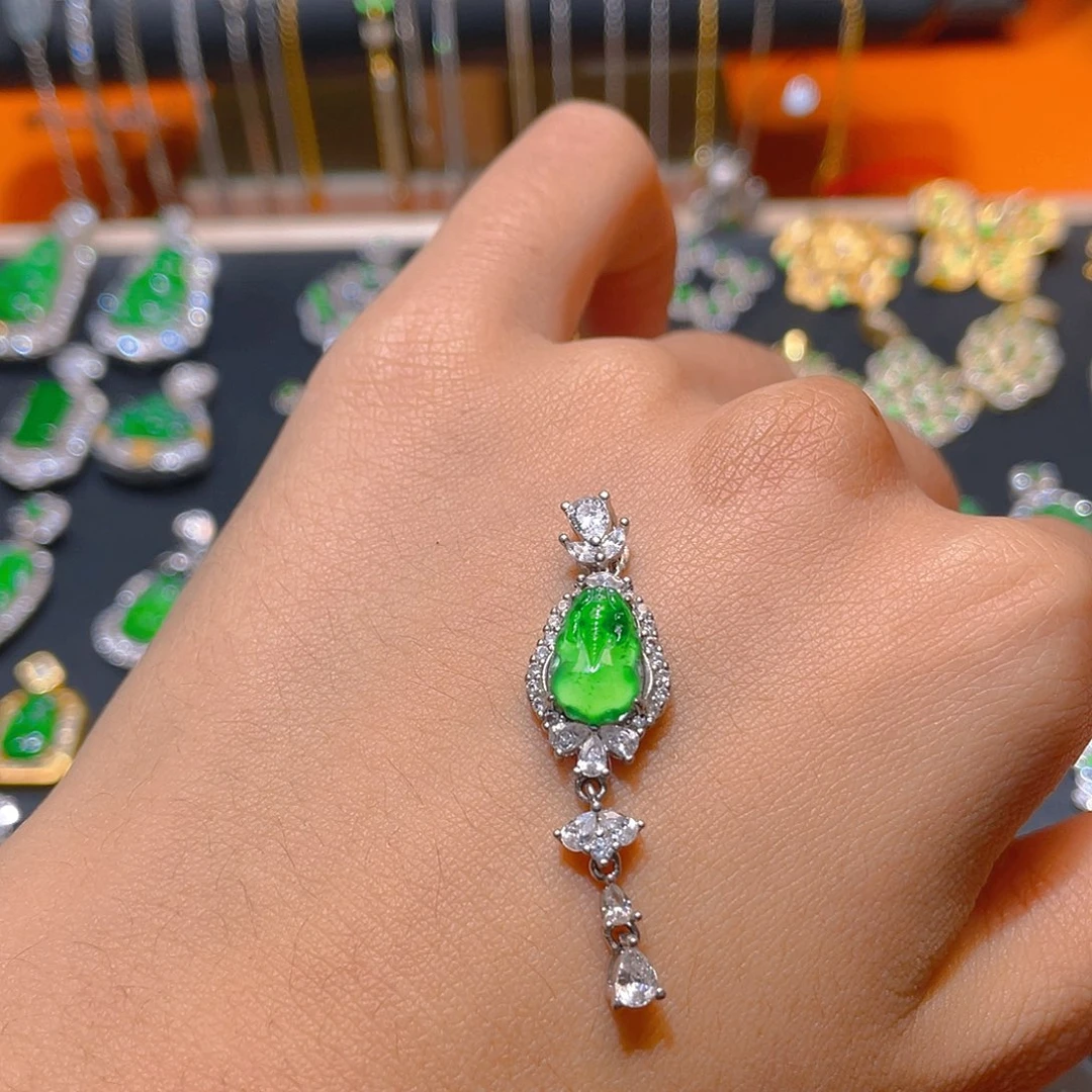 翡翠银S925镶嵌吊坠(不含链)