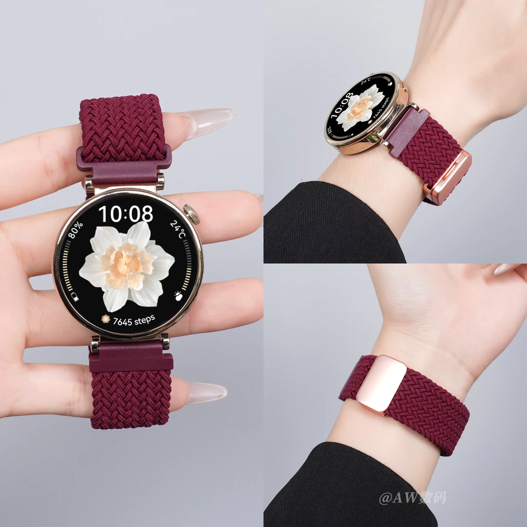 AW适用华为gt5表带gt4/3女watch5新款透气编织腕带gt6磁吸FIT运动