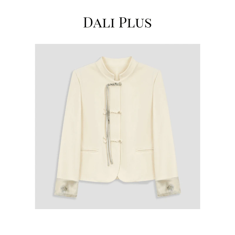 DALI PLUS新中式国风高级感单边盘扣设计水墨长袖外套-D4MM0019