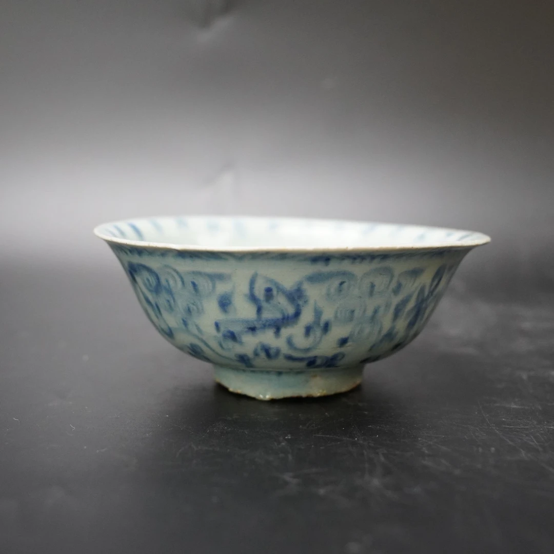 Lot.25082043明正德青花云头锦纹碗 高：约5.6cm直径：约15.2cm