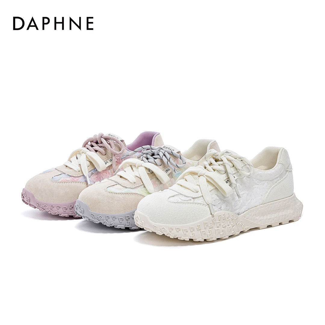 达芙妮新款时尚休闲鞋女款2025春夏季百搭潮流系带厚底阿甘运动鞋