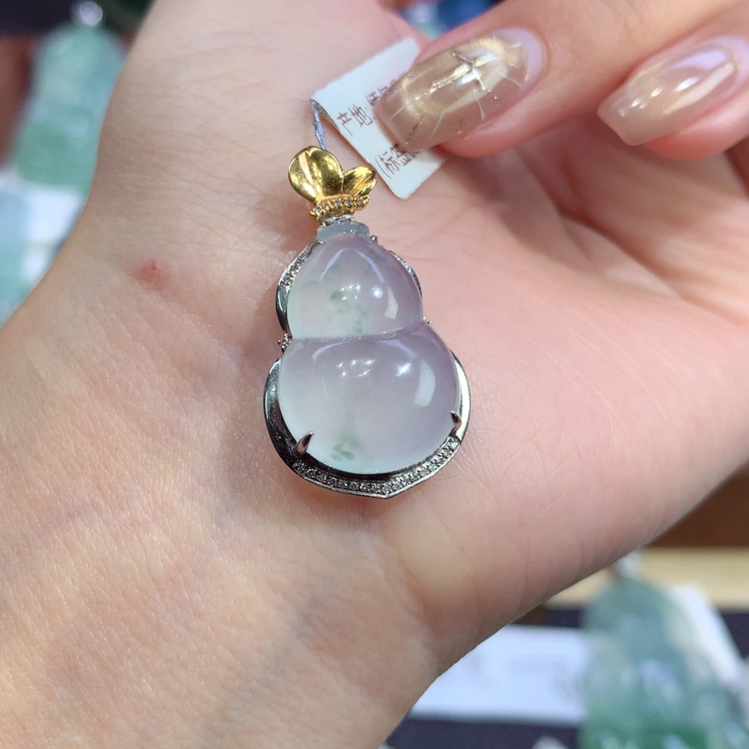 吊坠(不含链)18K金镶嵌翡翠