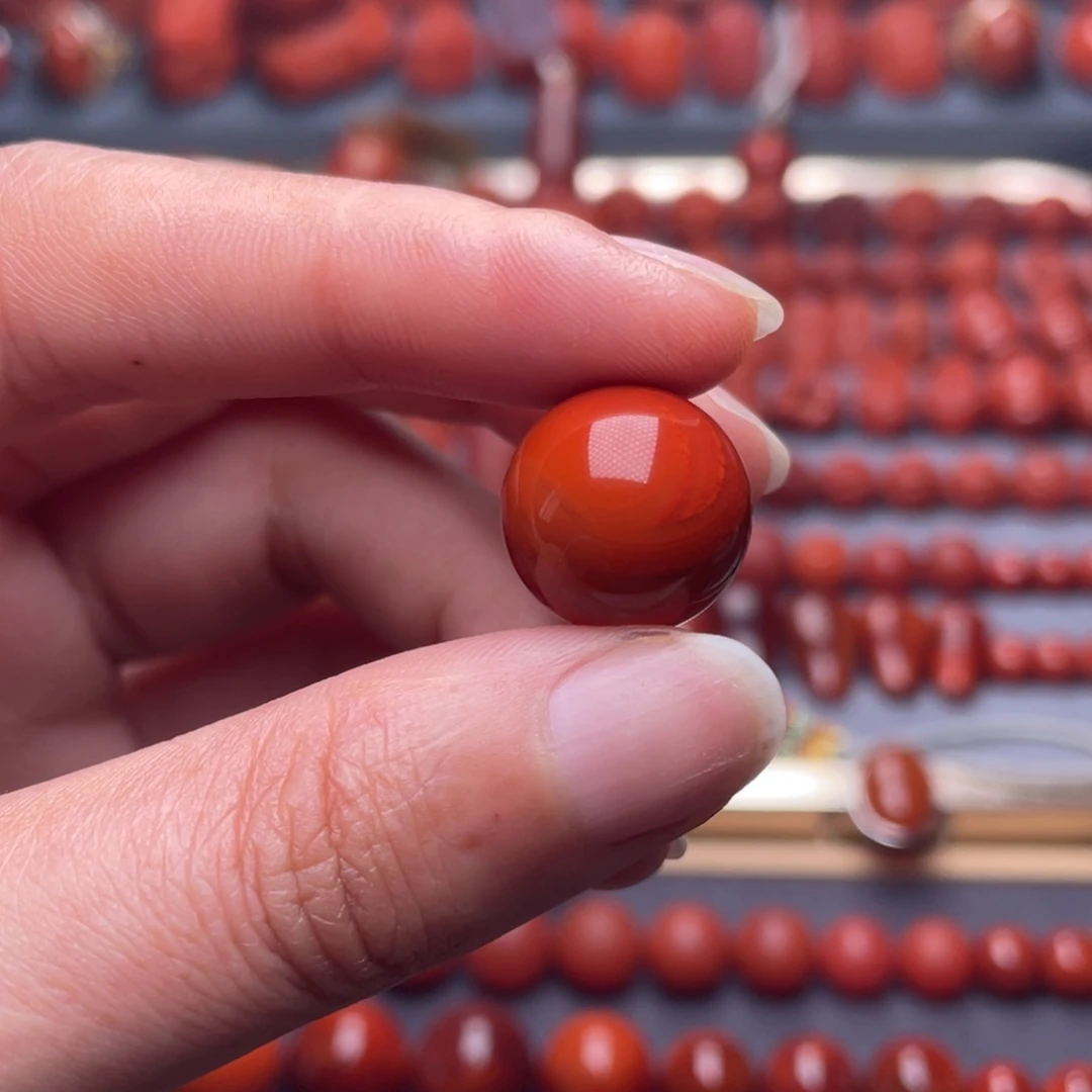 南红玛瑙未镶嵌其他W15瓦西柿子红满肉圆珠