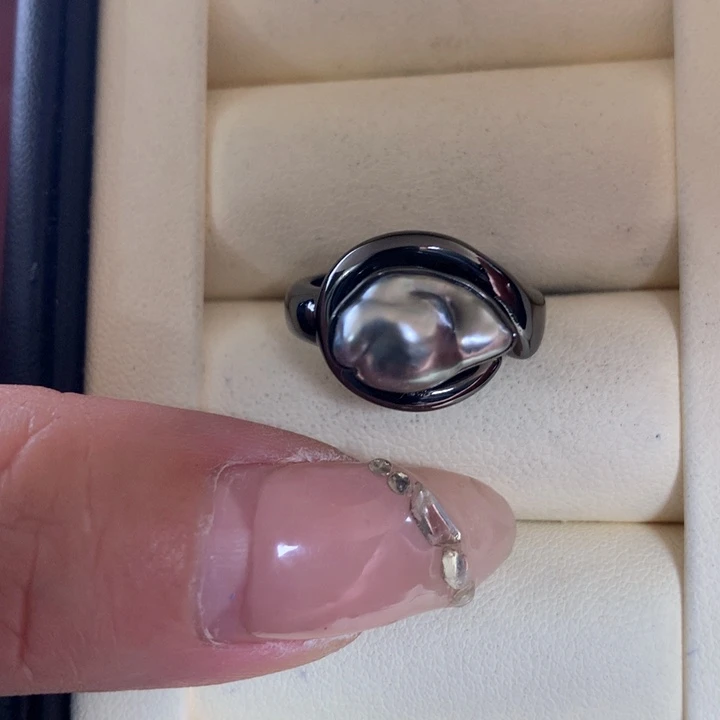 银S925镶嵌戒指海水珍珠