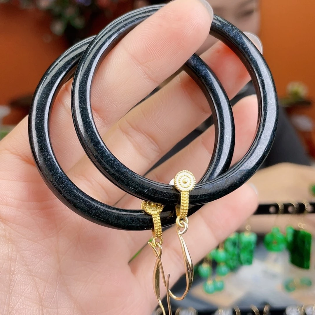 翡翠未镶嵌耳饰饰品