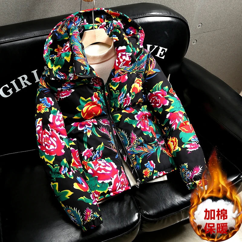 东北大花加厚保暖棉袄男女棉服冬季短款棉衣过年喜庆潮流棉服外套
