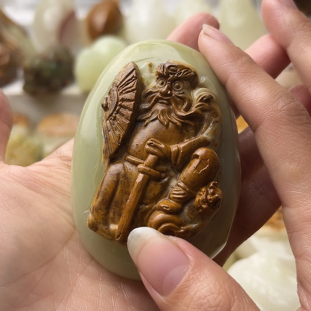 石材方解石手把摆件不退换钟馗微信