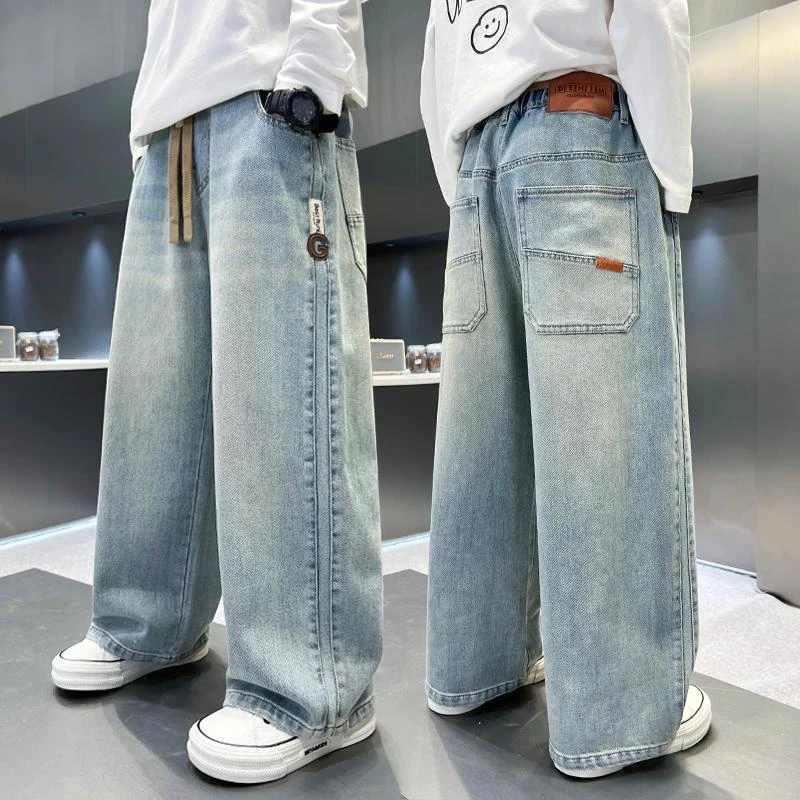 男童牛仔裤秋季新款2025新款中大童儿童宽松直筒裤子男孩痞帅酷潮