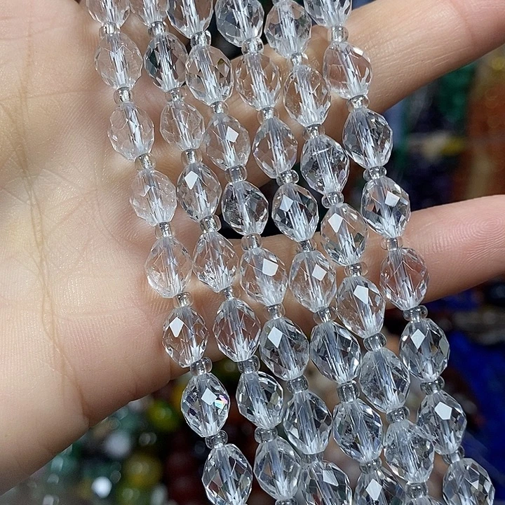 玛瑙/玉髓未镶嵌珠宝半成品天然白水晶米切卡6.5*8mm一条