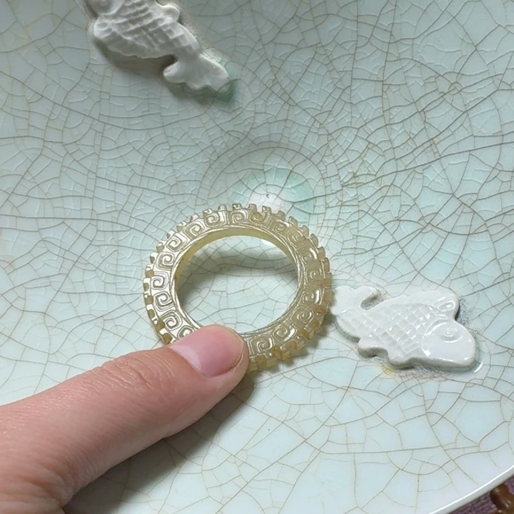 老***猫瓷片双鱼青瓷开片大碗