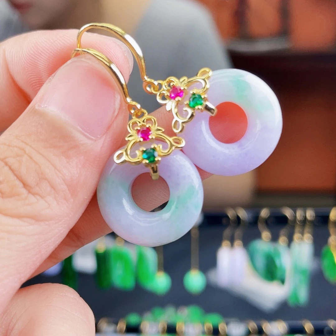 翡翠银S925镶嵌耳饰饰品