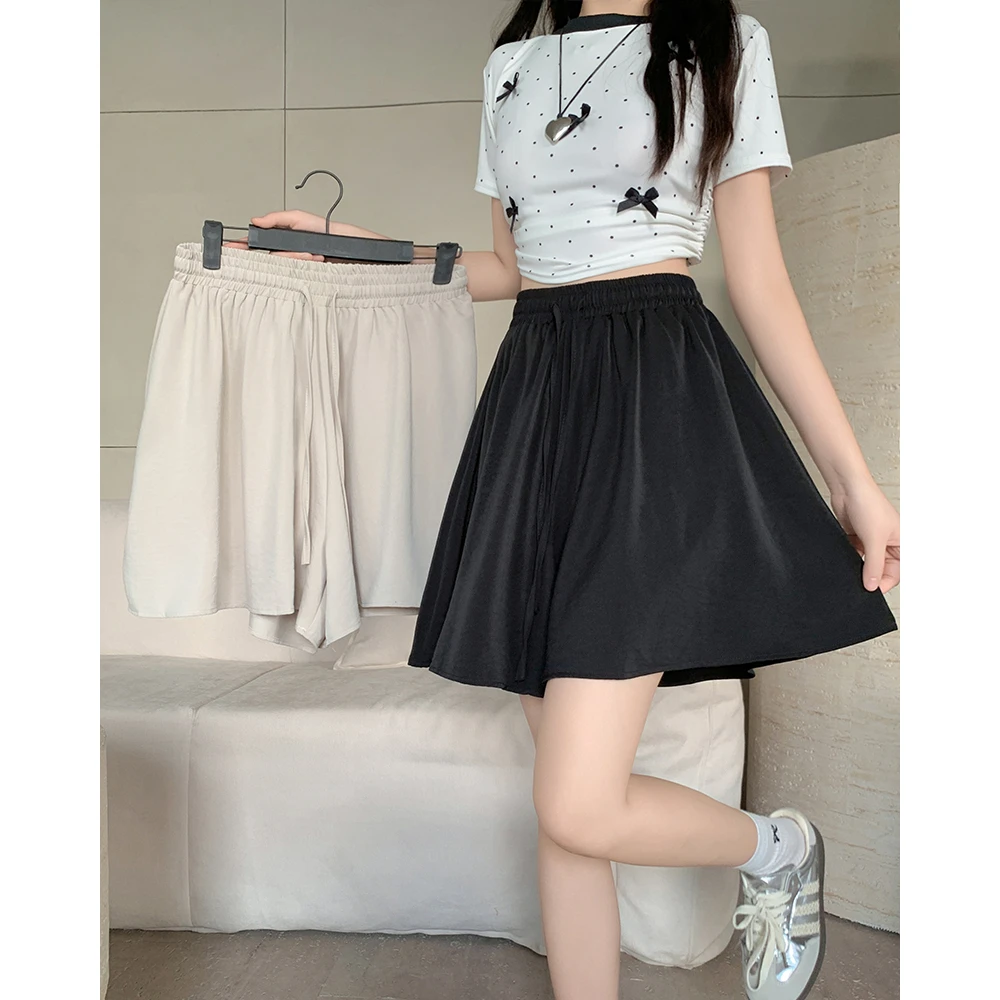 清大码女2025夏款薄高腰休闲外穿短裤胖mm显瘦阔腿五分裤子63459