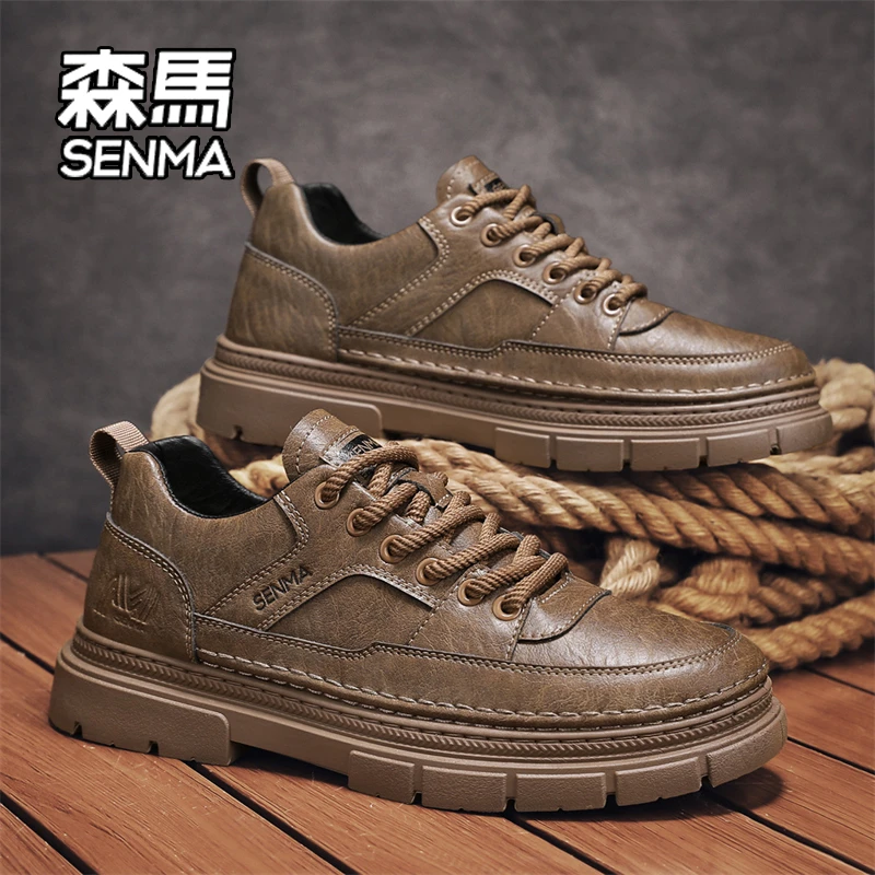 SENMA/森马男鞋2025新款冬季休闲英伦风工装鞋厚底增高低帮马丁靴