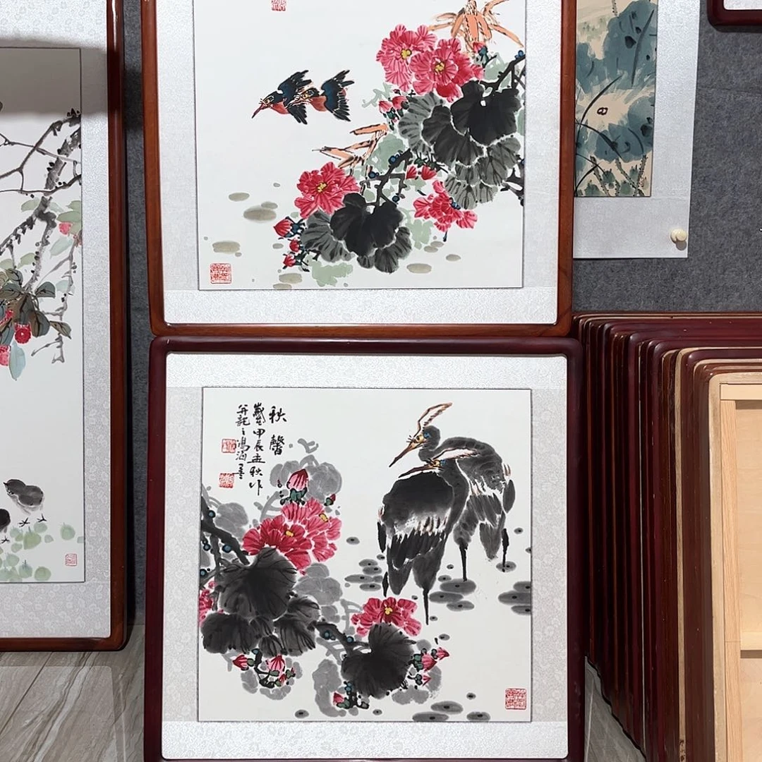 国画书画作品带框63×63