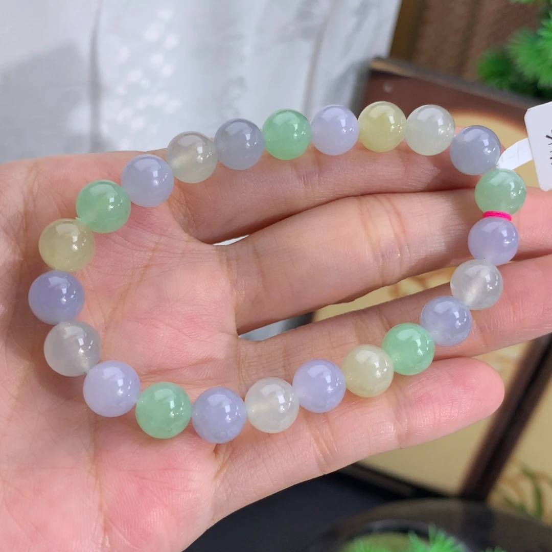 翡翠未镶嵌手串卡8冰胶多宝手串