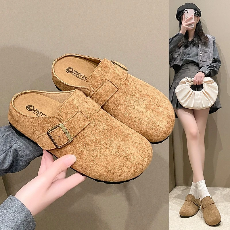 勃肯拖鞋女外穿2025春秋季新款软底厚底包头半拖鞋懒人一脚蹬女鞋