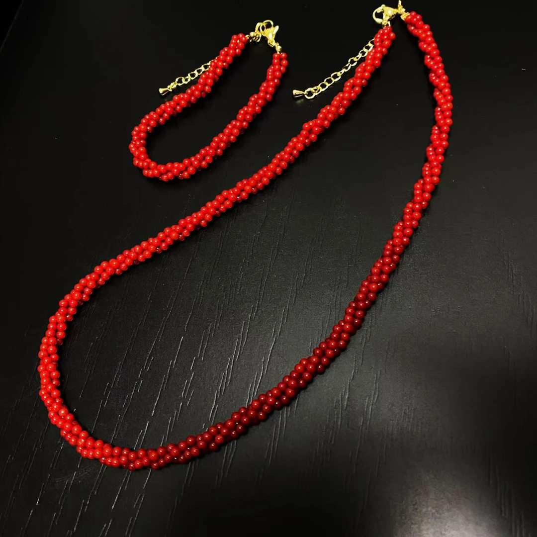 【沐羽珠宝】深海手工珊姑娘红色毛毛虫项链11955