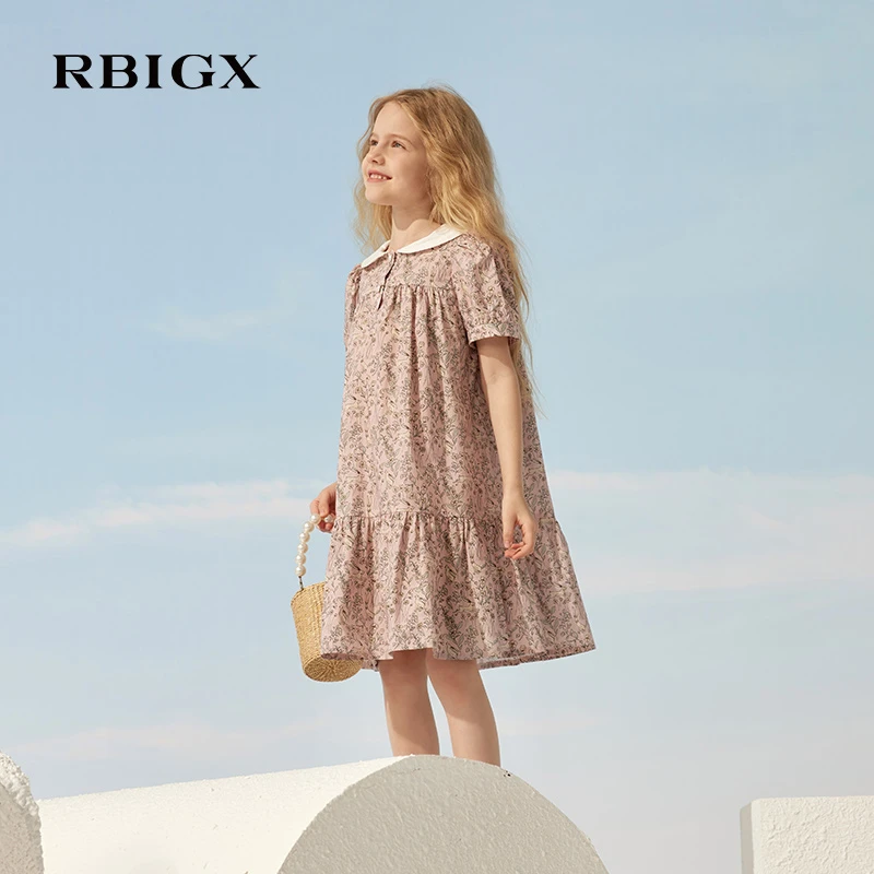 RBIGX瑞比克童装夏季新款海军领甜美可爱公主裙复古风连衣裙