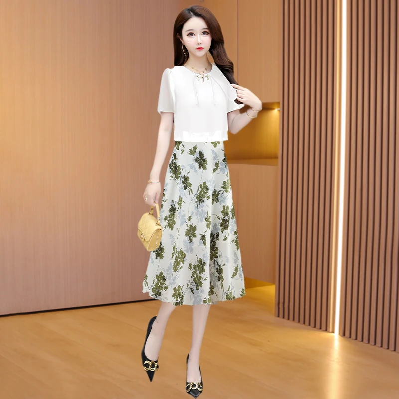 改良旗袍裙子女高档品牌连衣裙夏季新款十三行碎花雪纺小个子妈妈