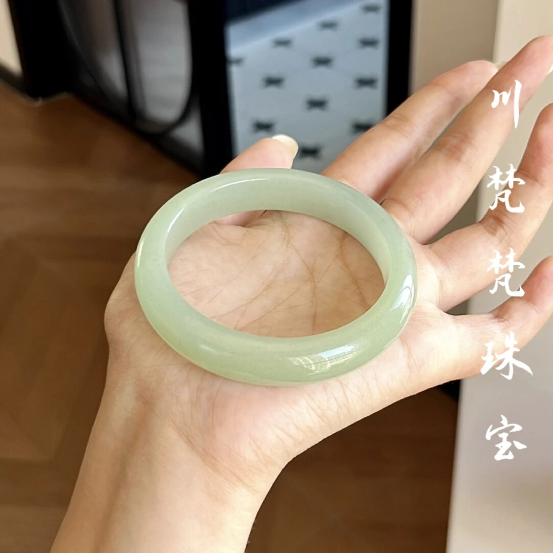 正品东陵玉手镯女款正品浅晴水手镯油青色玉镯子平替手镯女送礼物