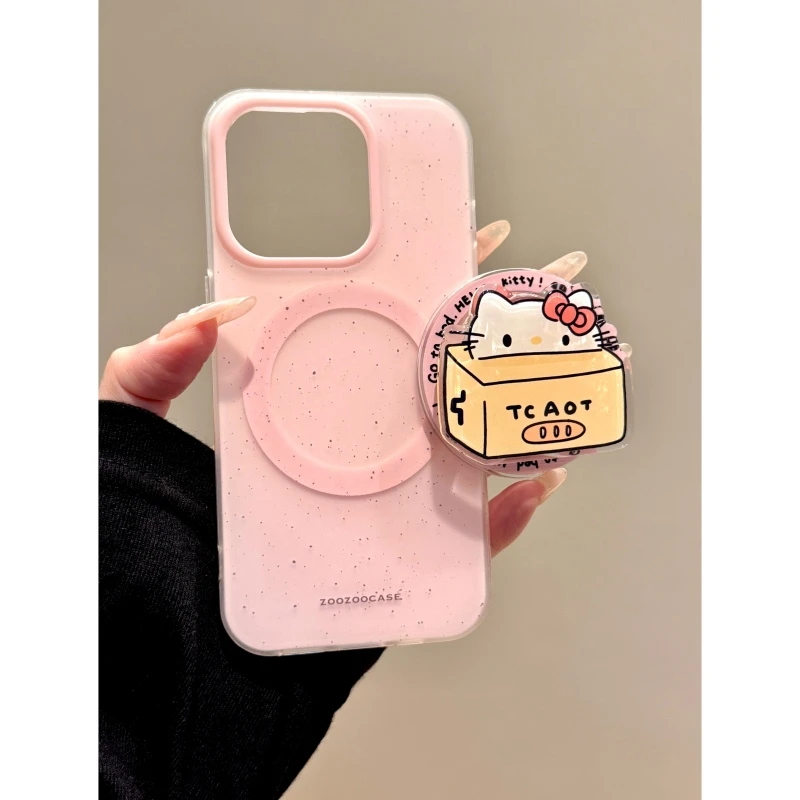适用苹果iphone16promax箱子猫咪5pro磁吸14pro支架13粉色手机壳