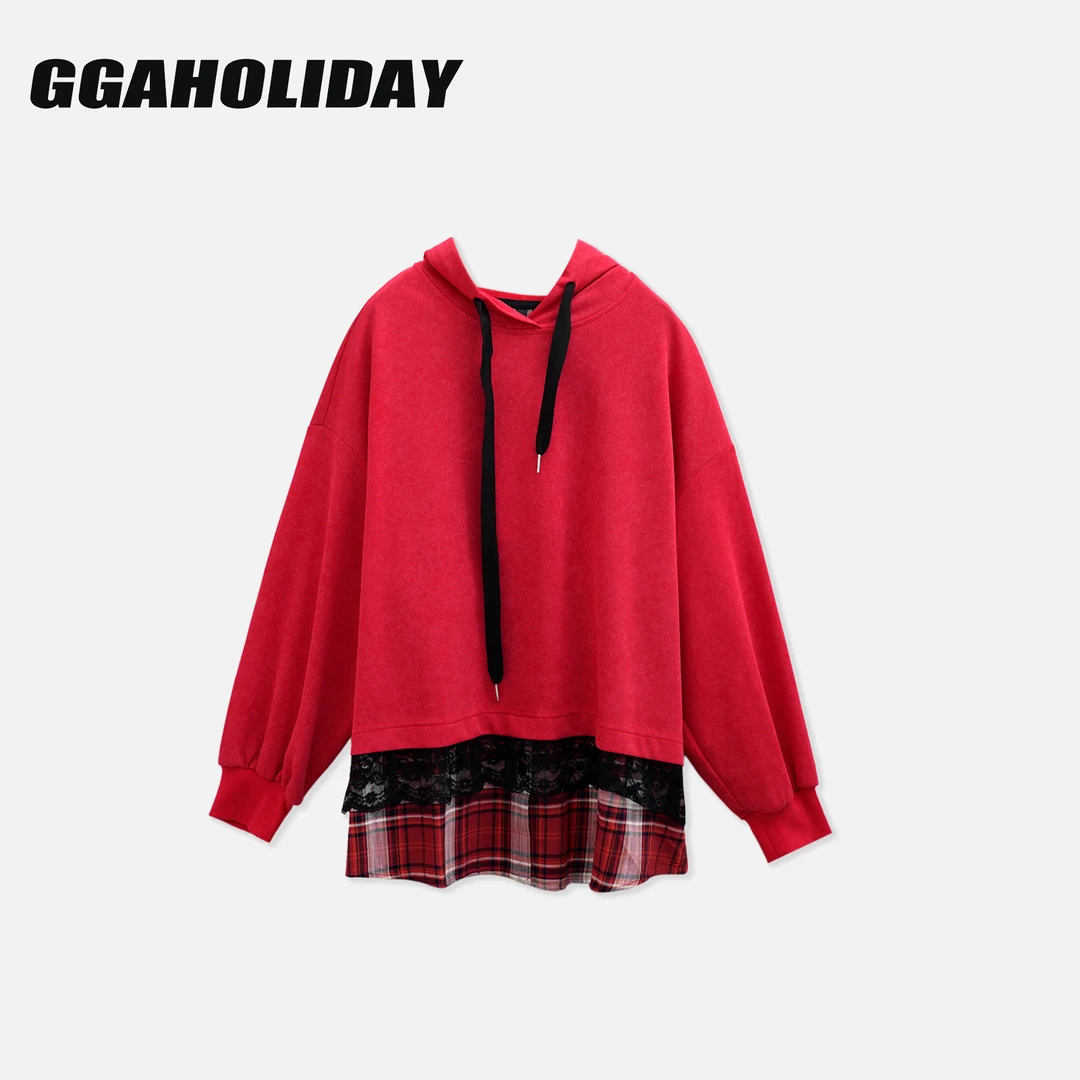GGAHOLIDAY  秋季时尚休闲新款舒适撞色拼接设计连帽长袖 153140