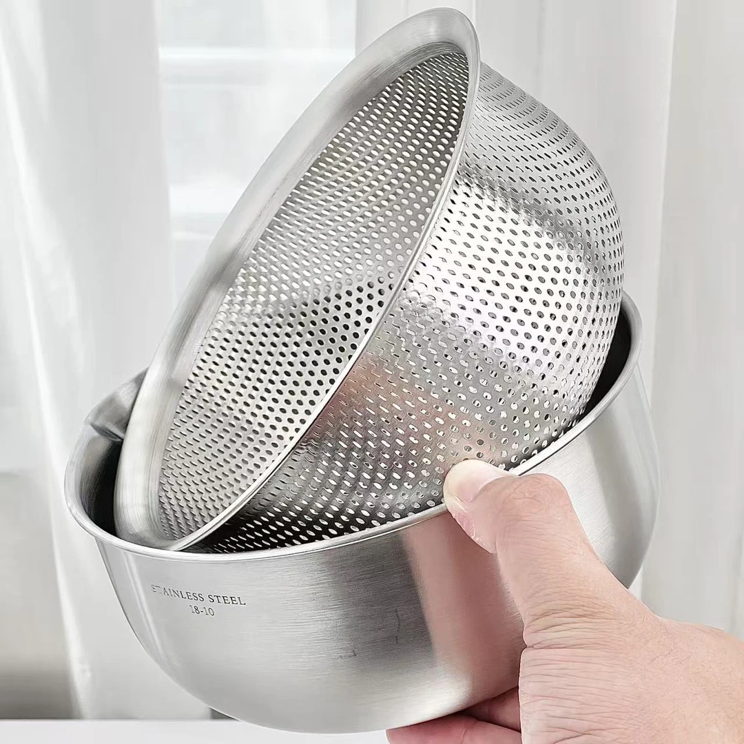 嘉点不锈钢沥水篮厨房家用洗菜盆2025新款淘米神器双层米筛滤水篮