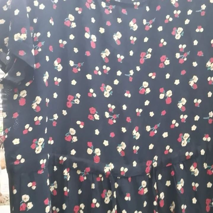 套头4X红点小碎花连衣裙抽绳