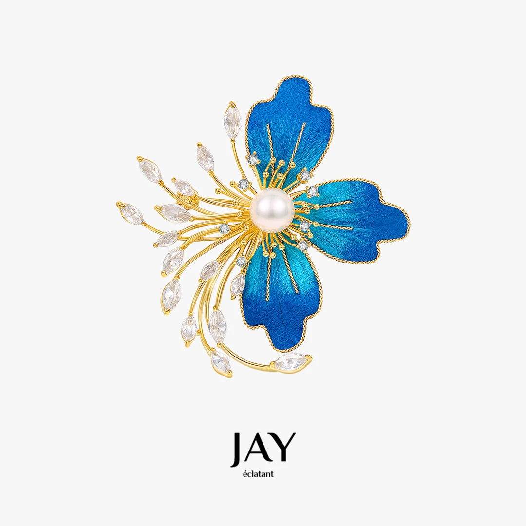 Jay 合金胸针 新中式绒花花朵胸针女款高档奢华羊绒大衣毛衣配饰