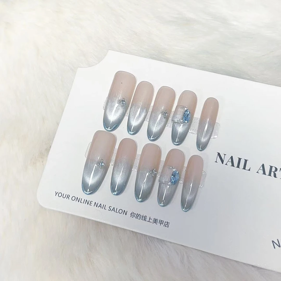 【深海梦境】纯手工穿戴甲春夏爆款追光猫眼ins美甲显白可拆卸指甲