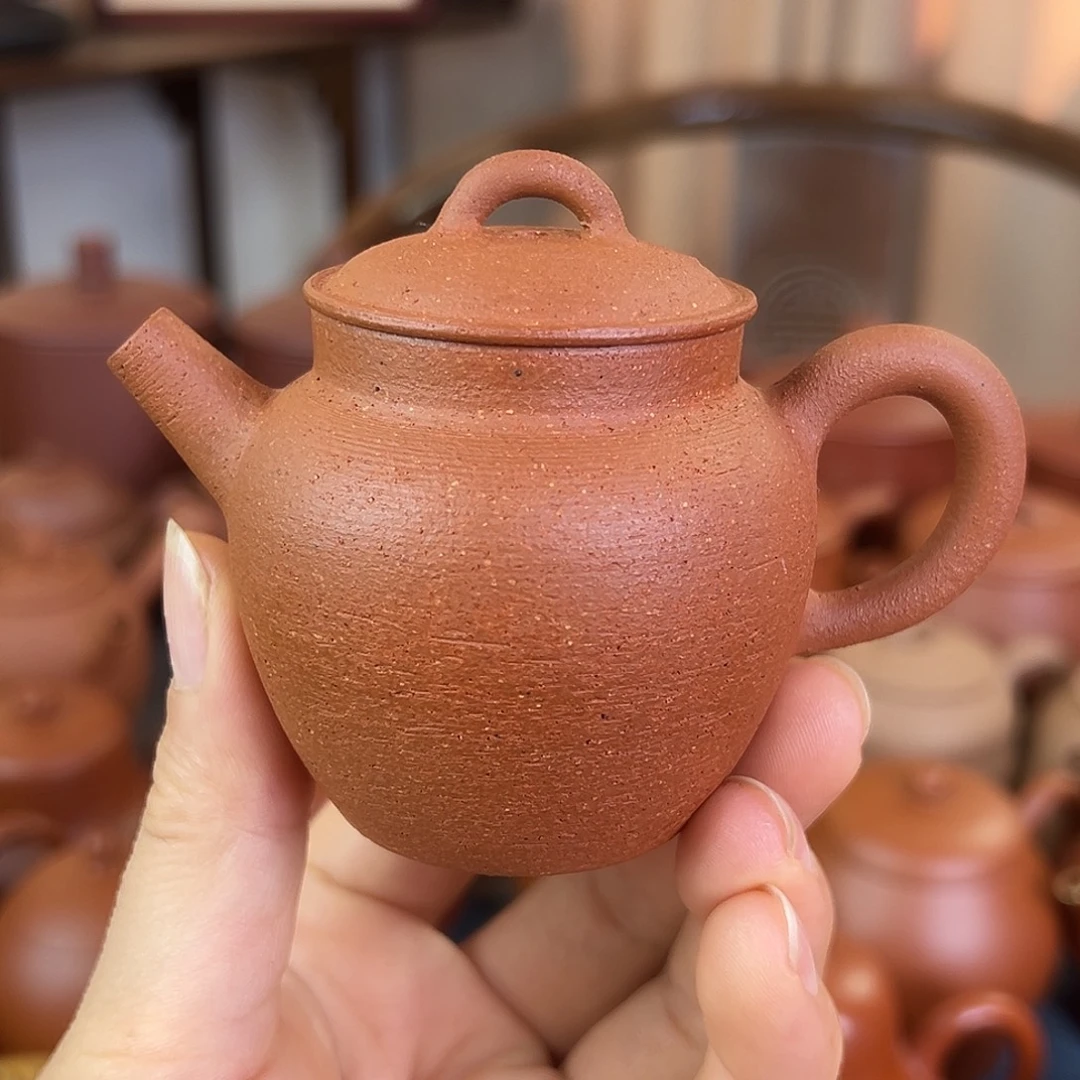 茶壶紫砂精品原矿 慕古小品 鱼籽朱泥 全手工 100cc