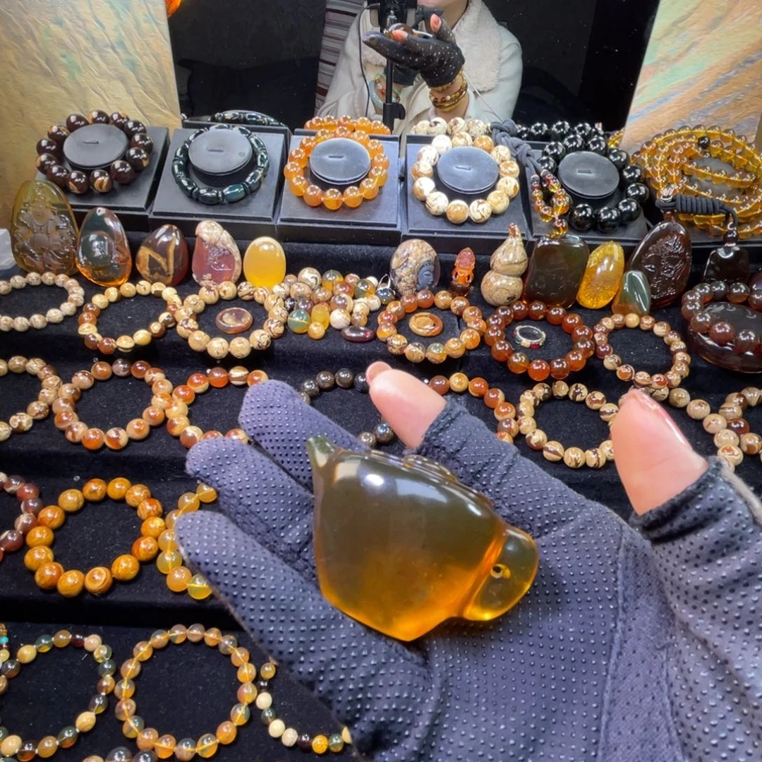 琥珀未镶嵌手串壶壶