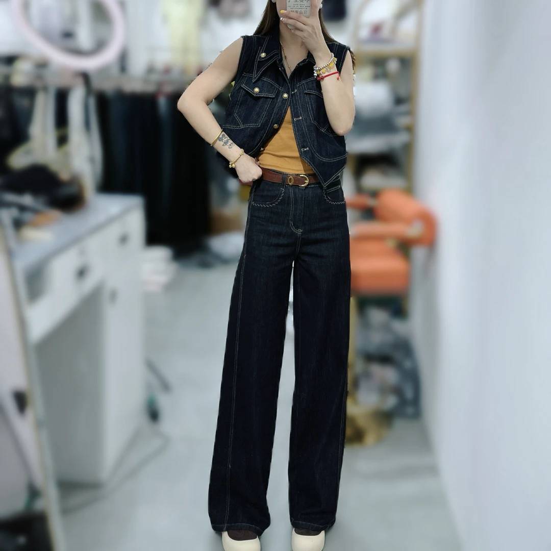 炫彩阁1088【丹宁蓝高腰显瘦百搭垂感直筒牛仔裤秋季新款