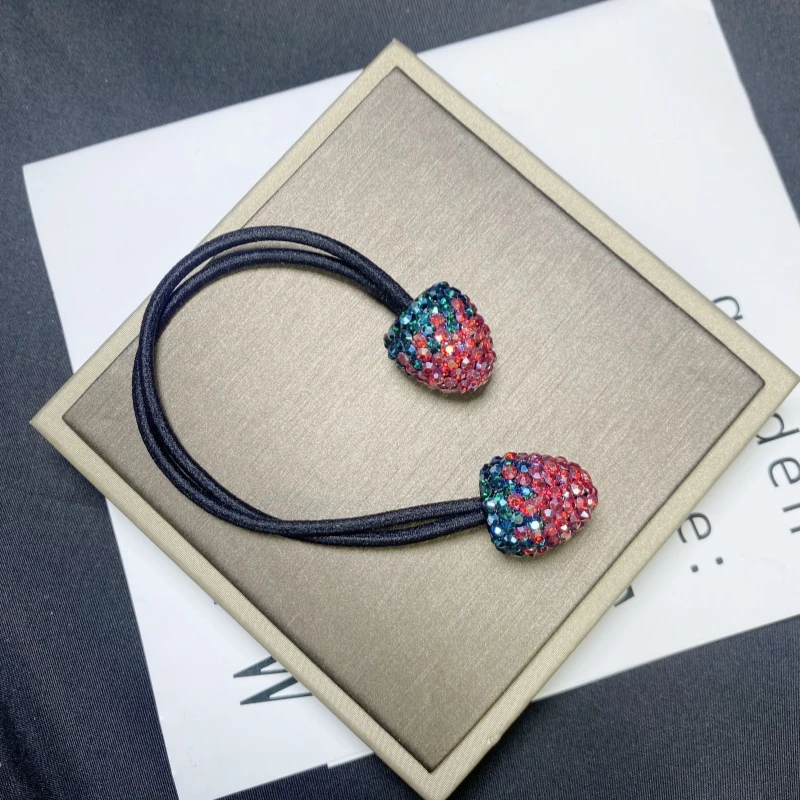 L301草莓发圈可爱精致水钻发饰经典绕绕高弹力