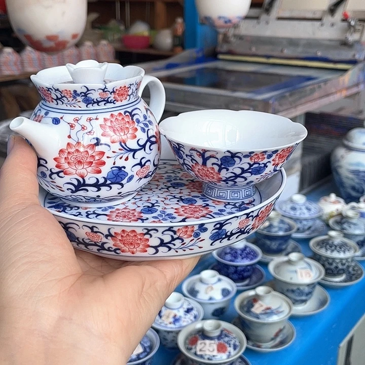 青花釉下彩壶杯子壶承