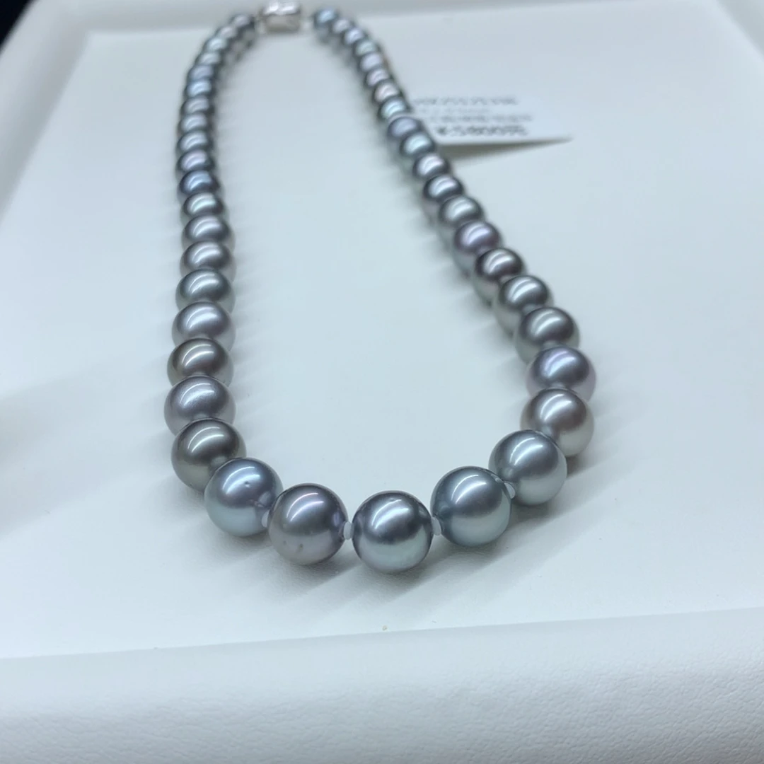 颈饰海水珍珠未镶嵌8.2-9.9mm铂金灰项链