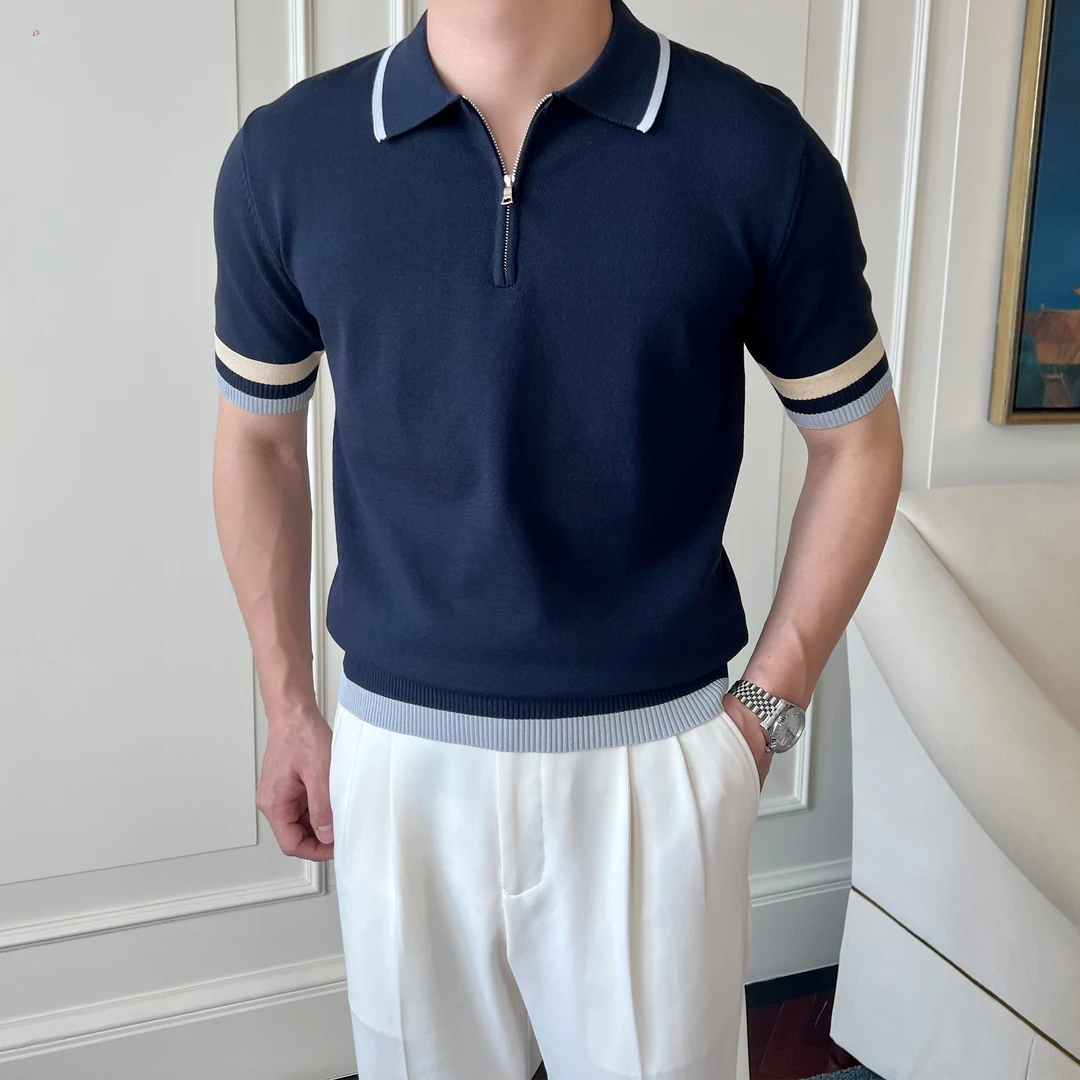 2025新款夏季男士polo衫短袖翻领半袖高端薄款休闲针织上衣T恤男