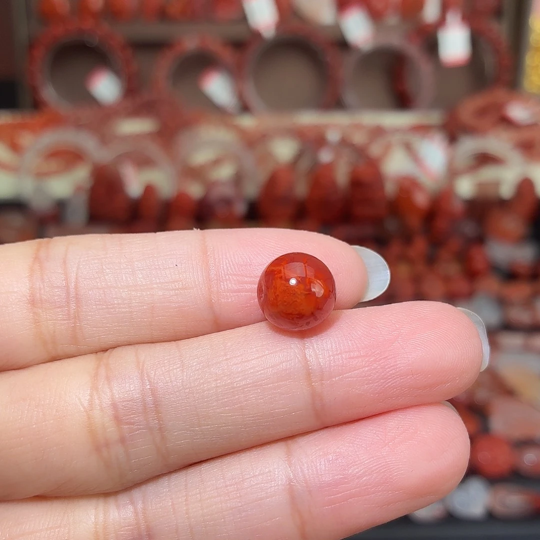 南红玛瑙未镶嵌颈饰火焰纹单珠10+