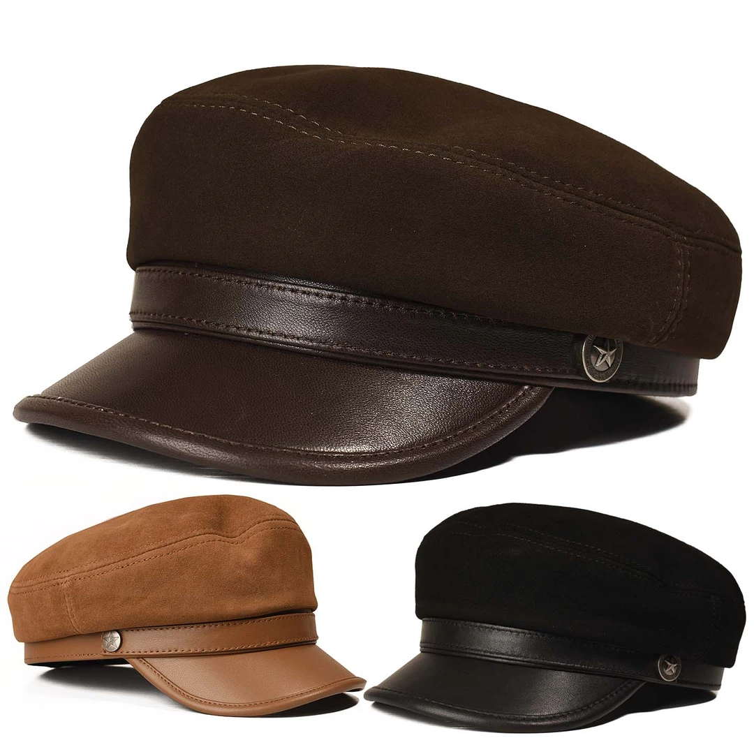 冬季贝雷帽平顶帽男士复古民国学生帽秋冬平顶春秋鸭舌帽船长帽