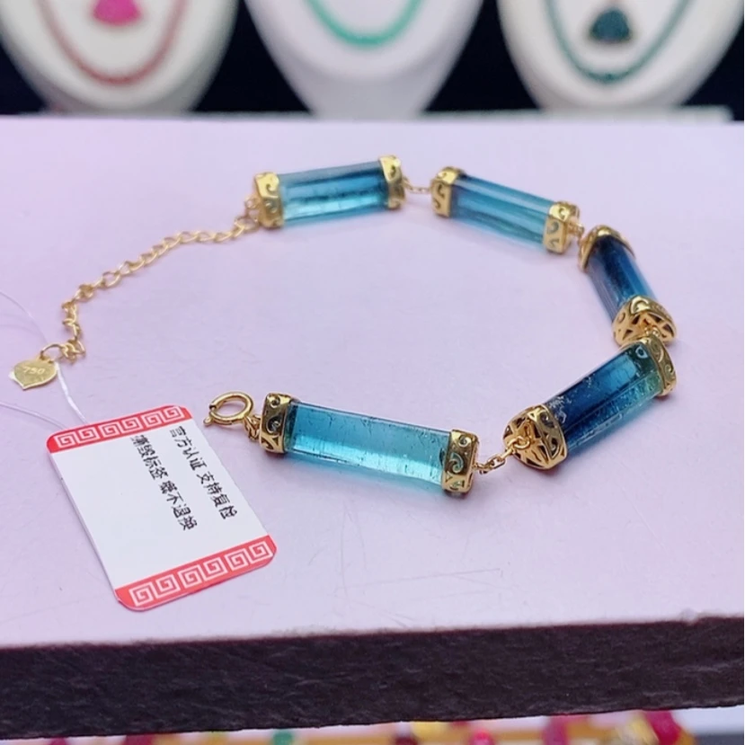 【闪购商品】碧玺手链18K金镶嵌碧玺手链