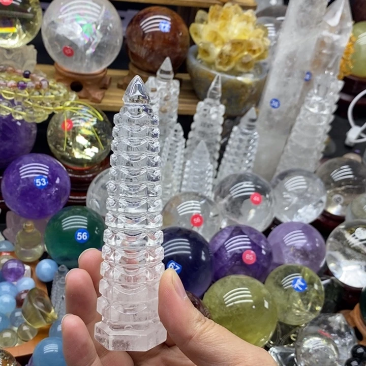 石材天然白水晶文昌塔