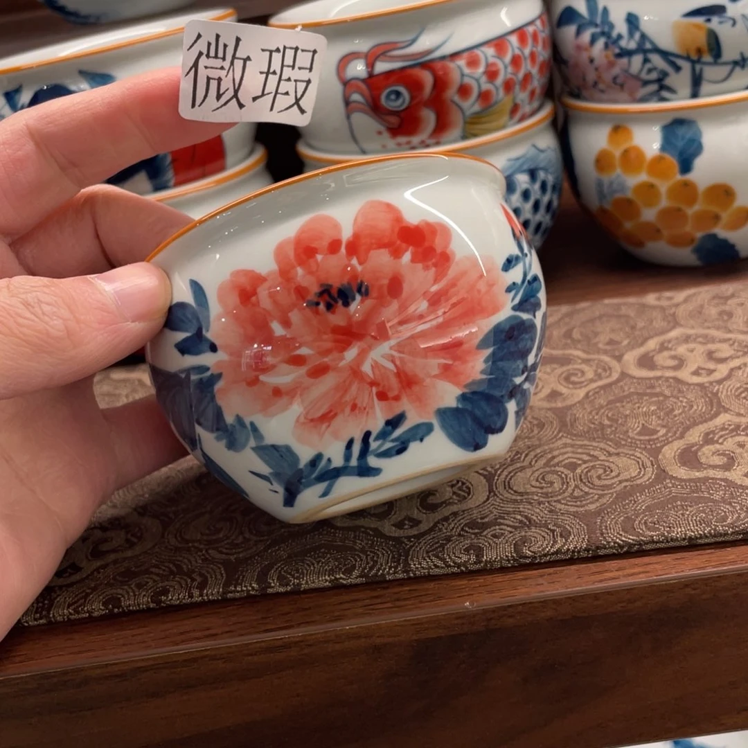 釉下手绘茶具微瑕