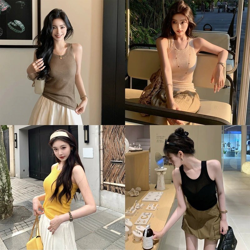 "薄纱丝麻背心"风里有了夏天的味道 高品亚麻混纺微透纯欲小背心!