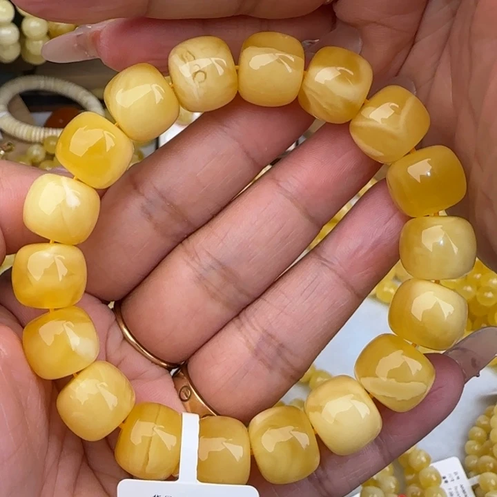 手链蜜蜡未镶嵌白花老型手串